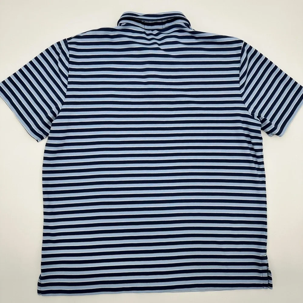 Polo Ralph Lauren Navy Blue Light Blue Striped Polo Shirt Preppy‎ Size Large
